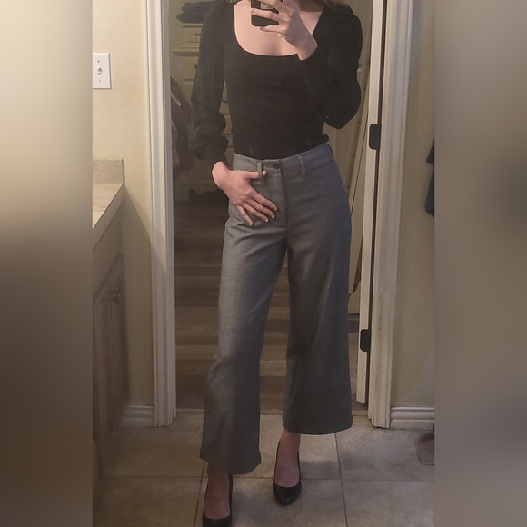 Reformation Peche pant cropped wide leg gray wool trouser size 2 - Picture 2 of 8